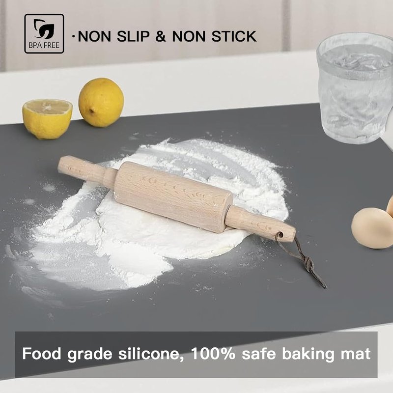 2MM Thick Silicone Countertop Mat, 31.5"x 23.6"(80cmx60cm) Silicone Mats for Kitchen Counter, Nonslip Heat Resistant Mat, Large Kitchen Counter Mats, Waterproof Countertop Protector, Black