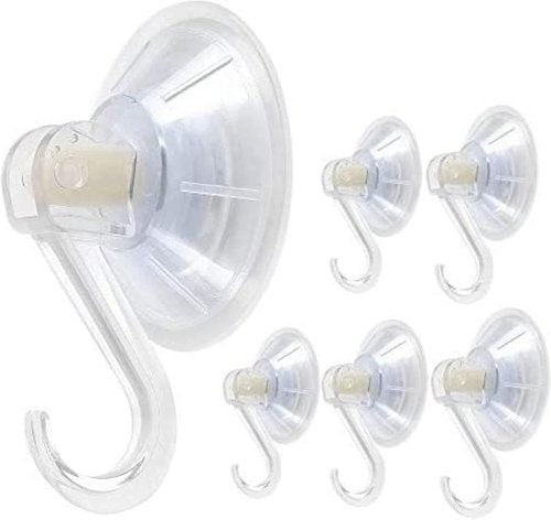 1st Choice Ultra Heavy Duty Clear Plastic Suction Cup Hooks - 6 Pack, Strong Power Lock, Waterproof & Traceless