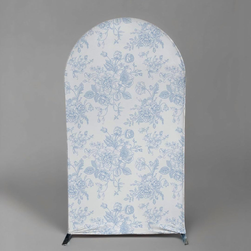 Something Blue Arch Backdrop Cover - Floral Design for Weddings & Bridal Showers | 2.6x6ft