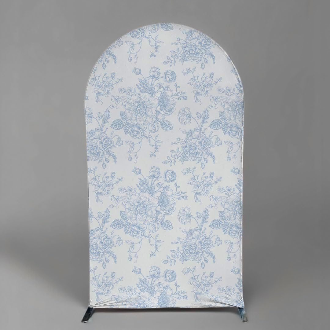 Something Blue Arch Backdrop Cover - Floral Design for Weddings & Bridal Showers | 2.6x6ft
