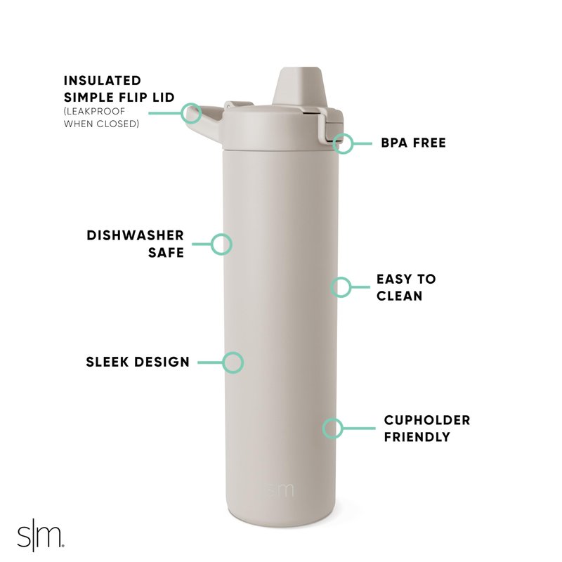 Simple Modern Filtered Water Bottle | Insulated Stainless-Steel Carbon Filter Travel Water Bottles | Reusable for Clean Drinking Water On The Go | 24oz, Almond Birch