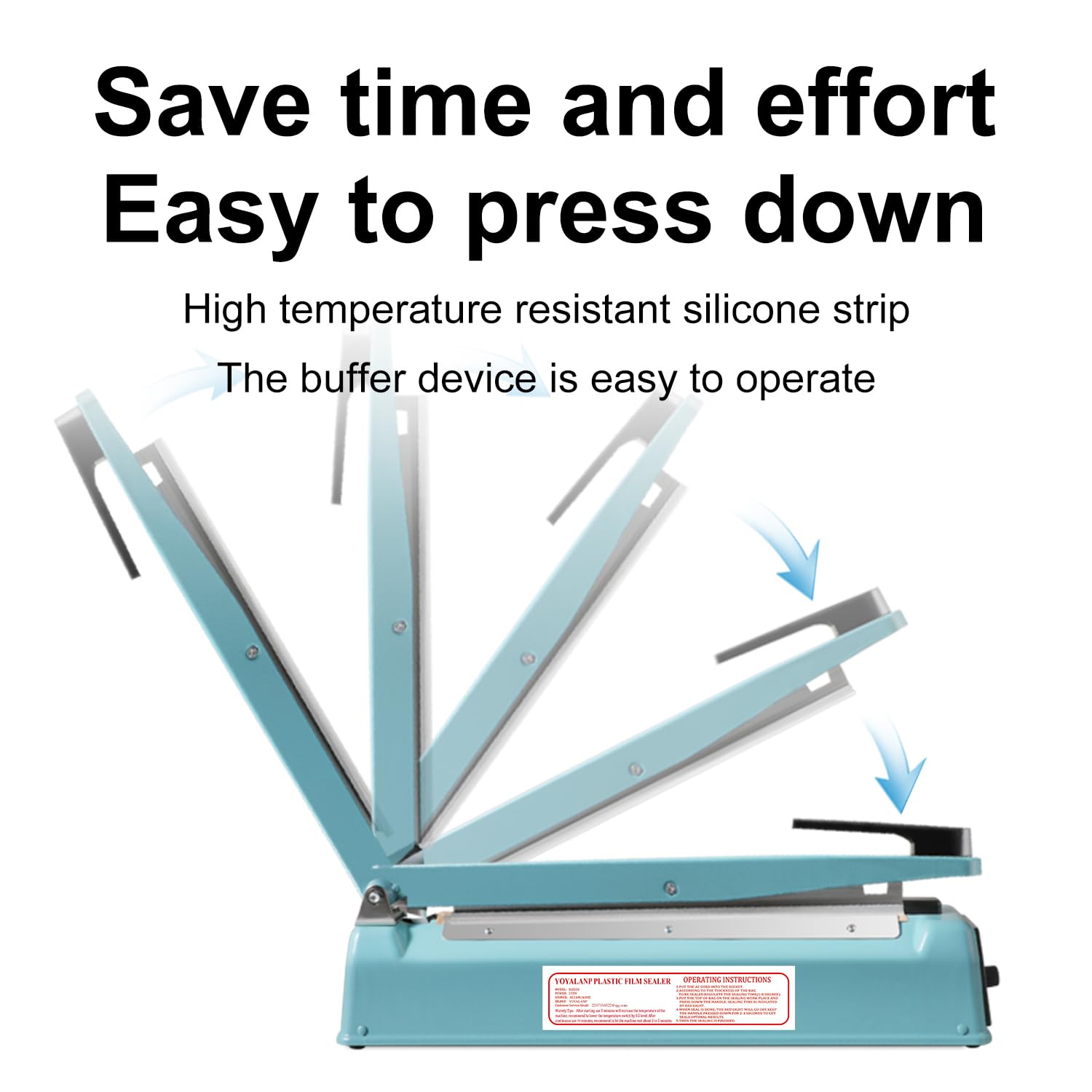 Metal body,Impulse Sealer 16 inch, Manual Heat Sealer Machine for Plastic Bags, Shrink Wrap Bag Sealers Heavy Duty Sealing Machine With Repair Kit (Blue)