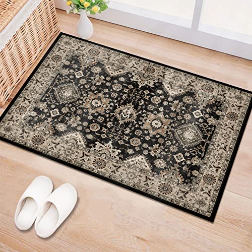 Washable Runner Rug 2x3 Non-Slip Vintage Distressed Entryway Kitchen Mat