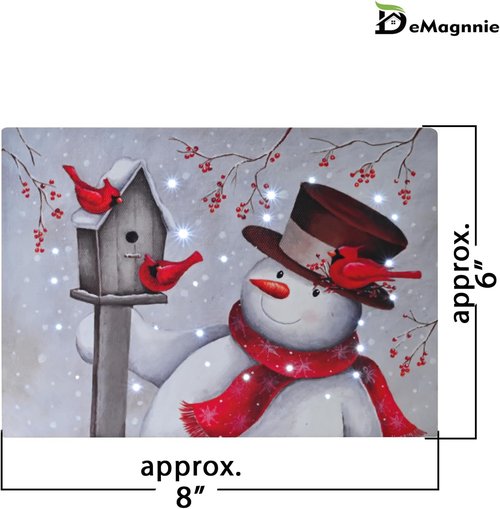 Demaggnie Lighted Snowman Canvas Picture with Timer - 6x8 Inches Twinkling Holiday Decor
