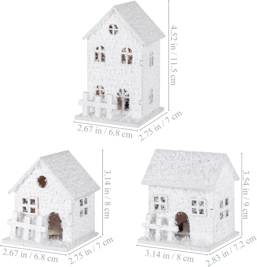 TOYANDONA LED Lighted Christmas Village Houses - 3-Piece Wooden Tabletop Decor Set