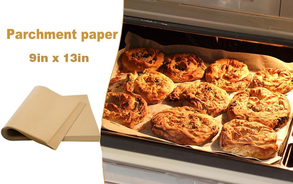 Unbleached Parchment Paper by [Brand Name] - 100 PCS Nonstick Baking Sheets | 23cm x 33cm, High Temp & Oil Resistant