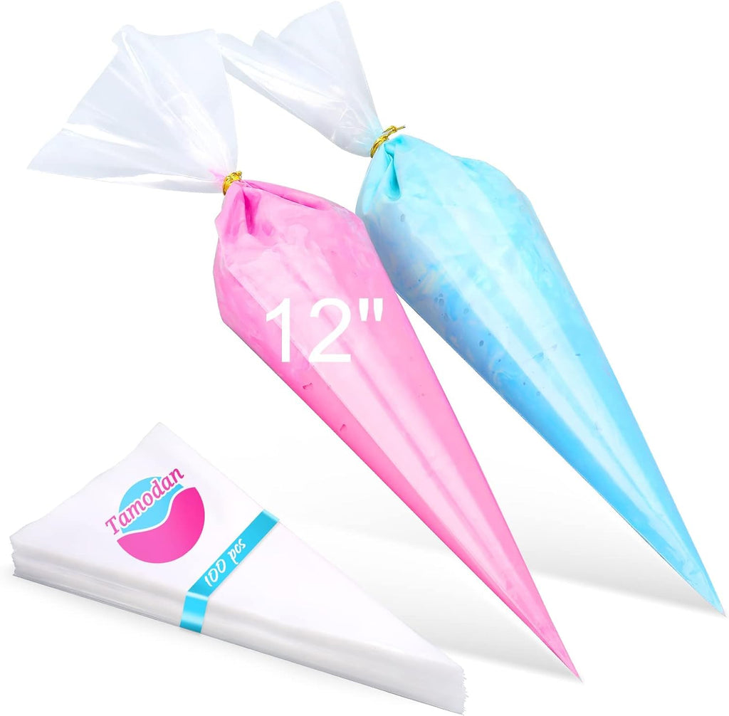 Tamodan 12-Inch Disposable Piping Bags - 100 Pack Thickened & Explosion-Proof for Pastry Making