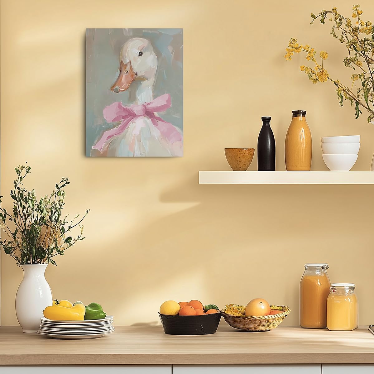 Regine Switzerland Cute Duck Canvas Wall Art - Framed Aesthetic Decor for Animal Lovers | 11.5x15 In