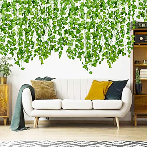 84ft Artificial Ivy Hanging Garland - 12 Strands of Fake Leaf Vine Plants