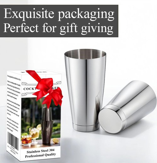 Boston Cocktail Shaker Set, 24 oz & 18 oz Premium 304 Steel Weighted Shakers Tins, Metal Martini Shaker for Bartending, Drink Shaker, Essential Bar Tools for Mixing Drinks（Sliver）