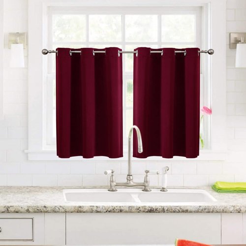 ChrisDowa Small Window Curtains - Grommet Thermal Insulated Room Darkening Panels | Burgundy Red, 36 x 24 Inch