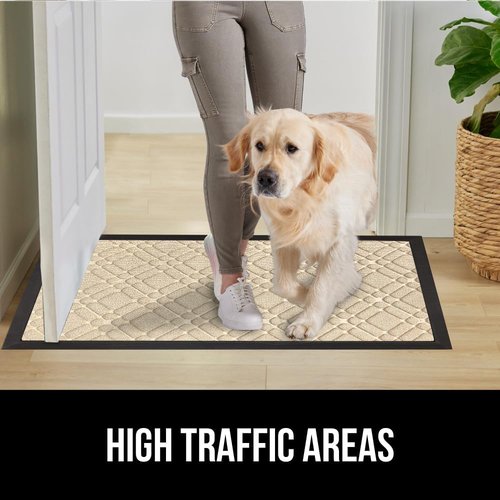 GORILLA GRIP 100% Waterproof Doormat - All-Season WeatherMAX, Stain & Fade Resistant, 47x35, Modern Latte