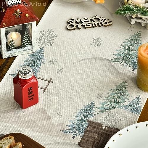 Artoid Mode Blue Snowman Xmas Table Runner 13 x 60 Inches Home Holiday Decor
