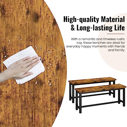 Industrial Dining Bench Set, Rustic Wood and Steel, 2-Piece, 38.5-Inch