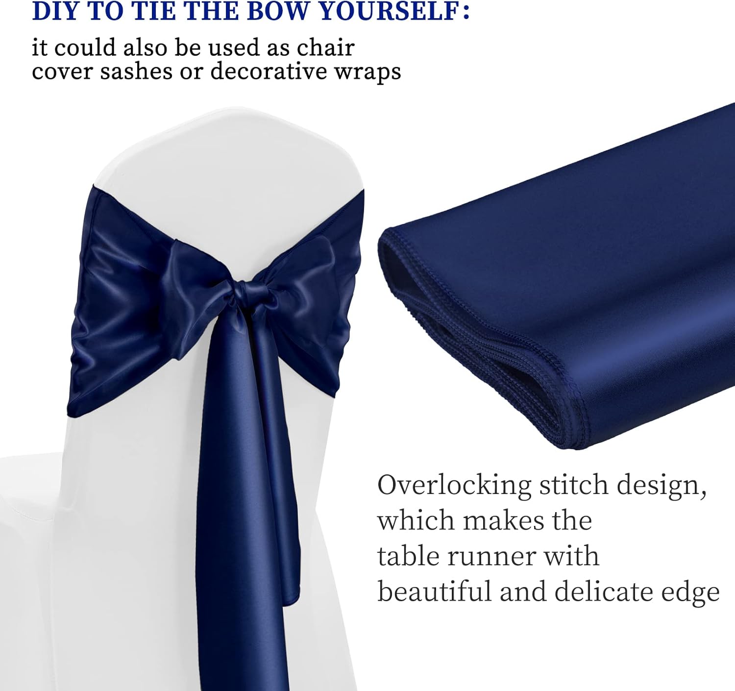 Skiennix Navy Blue Satin Table Runner - 12 Pack, 12 x 108 Inch for Weddings & Events Decor