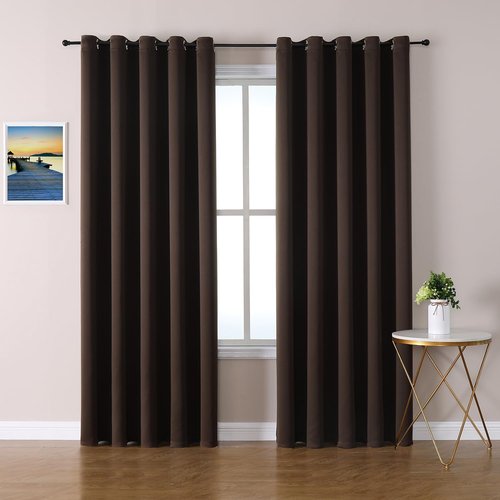 ChrisDowa Brownout Curtains - Thermal Insulated Room Darkening Panels, 70 x 84 Inch, Extra Wide (Brown)