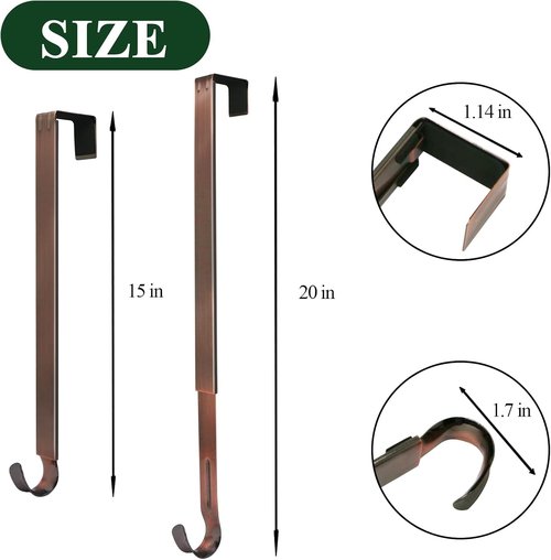 Adjustable Wreath Hanger by Skiennix - 15 to 25 Inch Black Hook for Front Door | Supports 20 lbs