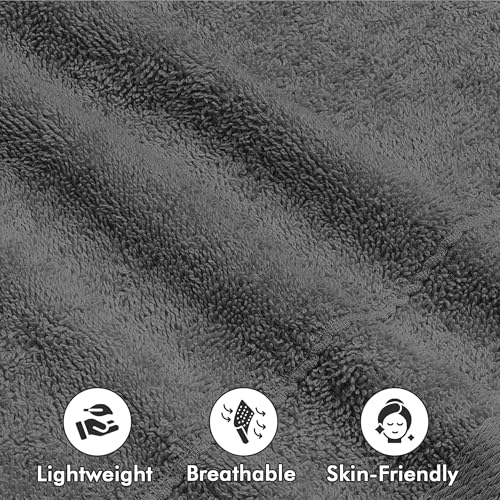Novo Home Dark Grey Cotton Face Towels Pack of 12 - Soft, Absorbent & Quick Dry