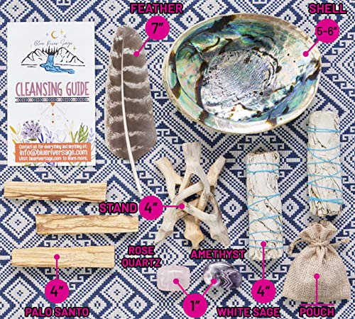 White Sage and Palo Santo Smudging Kit with Abalone Shell and Stand