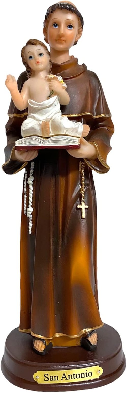 GCK St. Anthony Statue - 8 Inch San Antonio de Padua Religious Gift | Brown Finish
