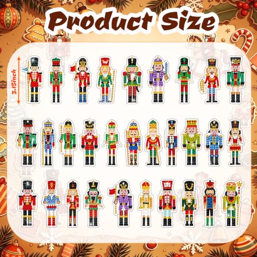 Sabary 30 Pcs Nutcracker Christmas Magnet Craft Kit for DIY Holiday Decor