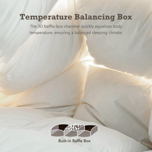 BPC Feather Down Comforter California King for All Season, 750 Fill-Power Cloud Fluffy Duvet Insert with Ultra-Soft Egyptian Cotton Blend Cover, Medium Warmth Hotel Comforter, White, 104x96 Inches