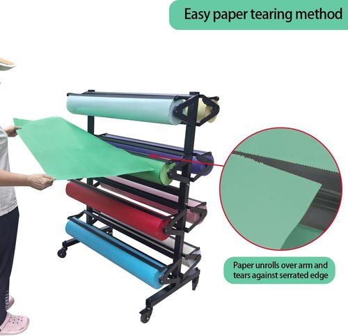 Craft Paper Roll Holder - Butcher Kraft Paper Dispenser & Cutter for Eight 36-Inch Rolls | Ideal for Classrooms & Art