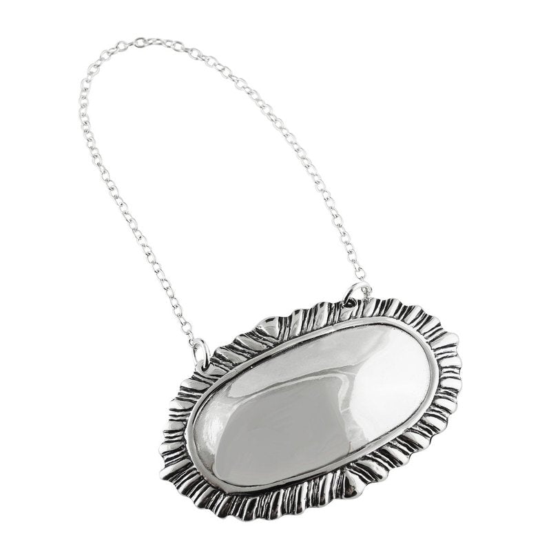 Sterling Silver Engravable Oval Wine Liquor Bottle Decanter Label Name Tag