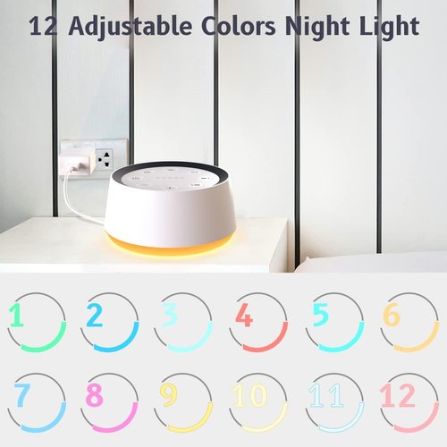 Brown Noise Sound Machine by [Brand Name] - 30 Soothing Sounds & 12 Colors | Ideal for Sleep & Relaxation