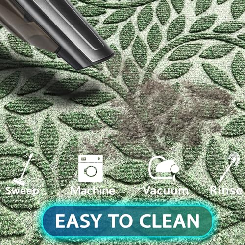 Heavy Duty Front Door Mat, Non-Slip Natural Rubber Entrance Rug, 17"x30"