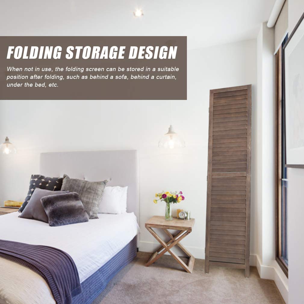 3 Panel Wood Room Divider 4.3 Ft Tall Privacy Wall Divider 67.7" x 16.9" Each Panel Folding Wood Screen for Home Office Bedroom Restaurant （Brown）