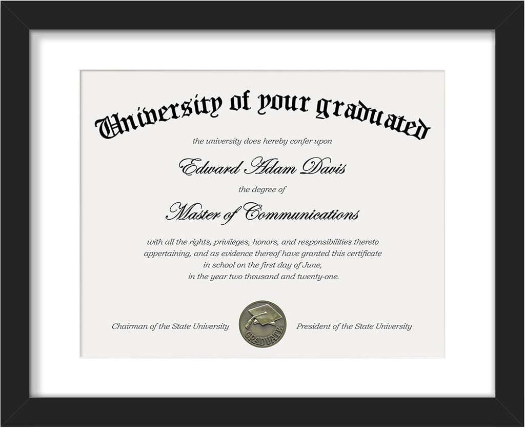 Upsimples 11x14 Diploma Frame - Clear Plexiglass Display for 8.5x11 Certificates or 11x14 Photos, Black