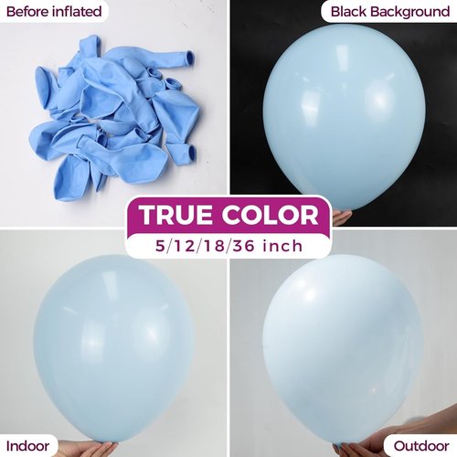 Bezente Pastel Blue Latex Party Balloons - 30 Pack 18-Inch Round Helium Balloons for Celebrations