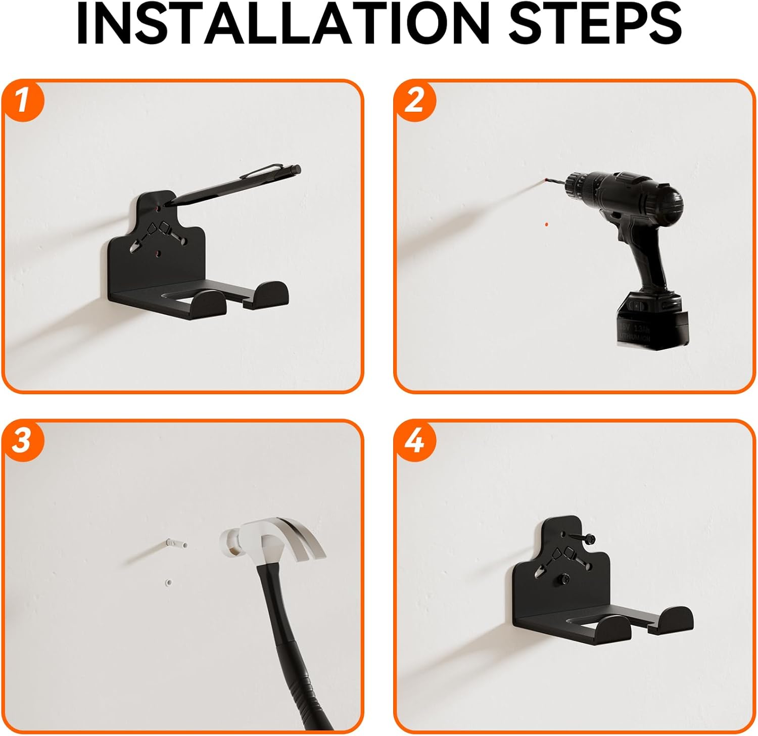 Trimmer Rack by Garage Organization - Heavy Duty Wall-Mounted Garden Tool Hanger for Grass & Hedge Trimmers | 1 Pack
