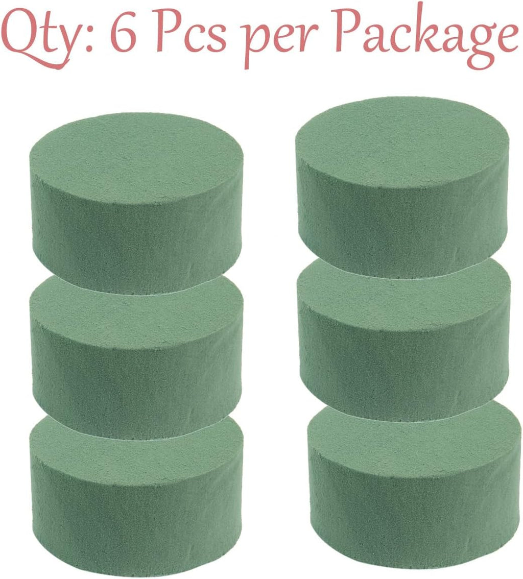 Skiennix Floral Foam - 6 Pack Round 3" Green Wet & Dry Foam for Fresh & Artificial Arrangements