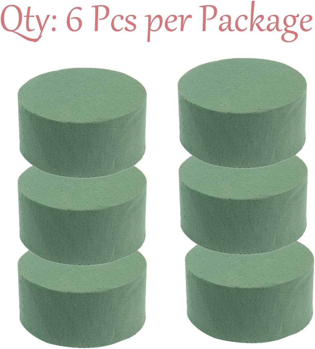 Skiennix Floral Foam - 6 Pack Round 3" Green Wet & Dry Foam for Fresh & Artificial Arrangements