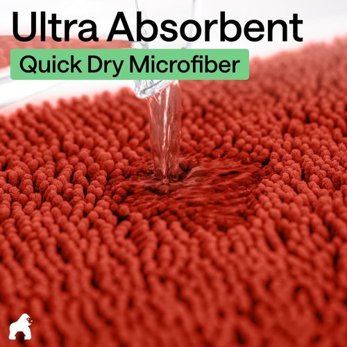 GORILLA GRIP Bath Rug Mat - Soft Absorbent Chenille with Quick Dry Microfiber | 24x17 Sunset Orange