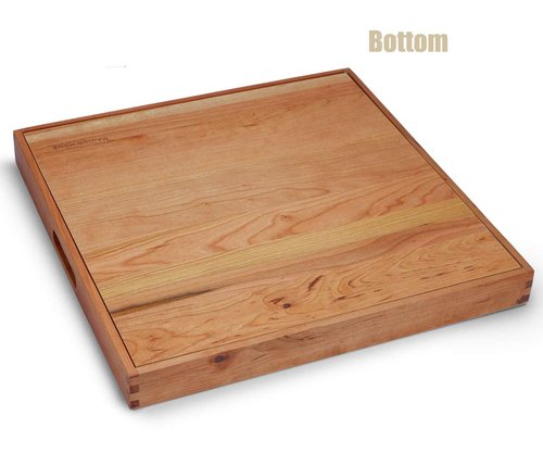 MAGIGO 19 x 19 Inches Large Square Cherry Wood Ottoman Tray with Handles, Serve Tea, Coffee Classic Wooden Decorative Serving Tray