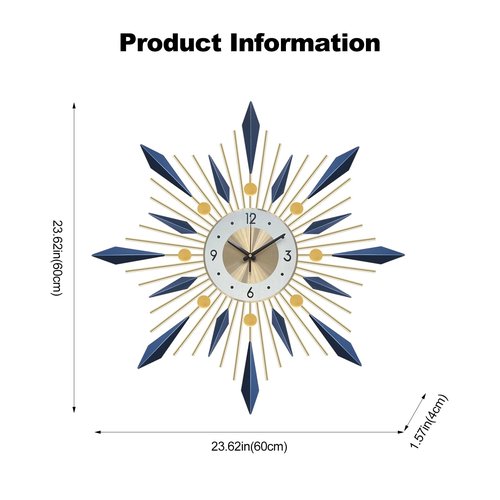 Ergocar Wall Clock, Stylish and Simple Large Decorative Kitchen Wall Clock, No Tick Silent Modern Metal Wall Clock, Suitable for Living Room, Office
