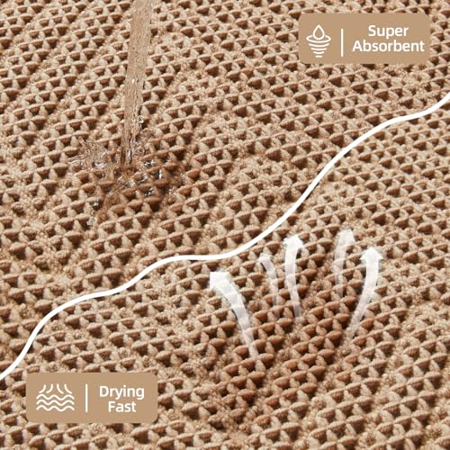 Sunfly Boho Waffle Bath Mat 20x30 Non-Slip Absorbent Khaki