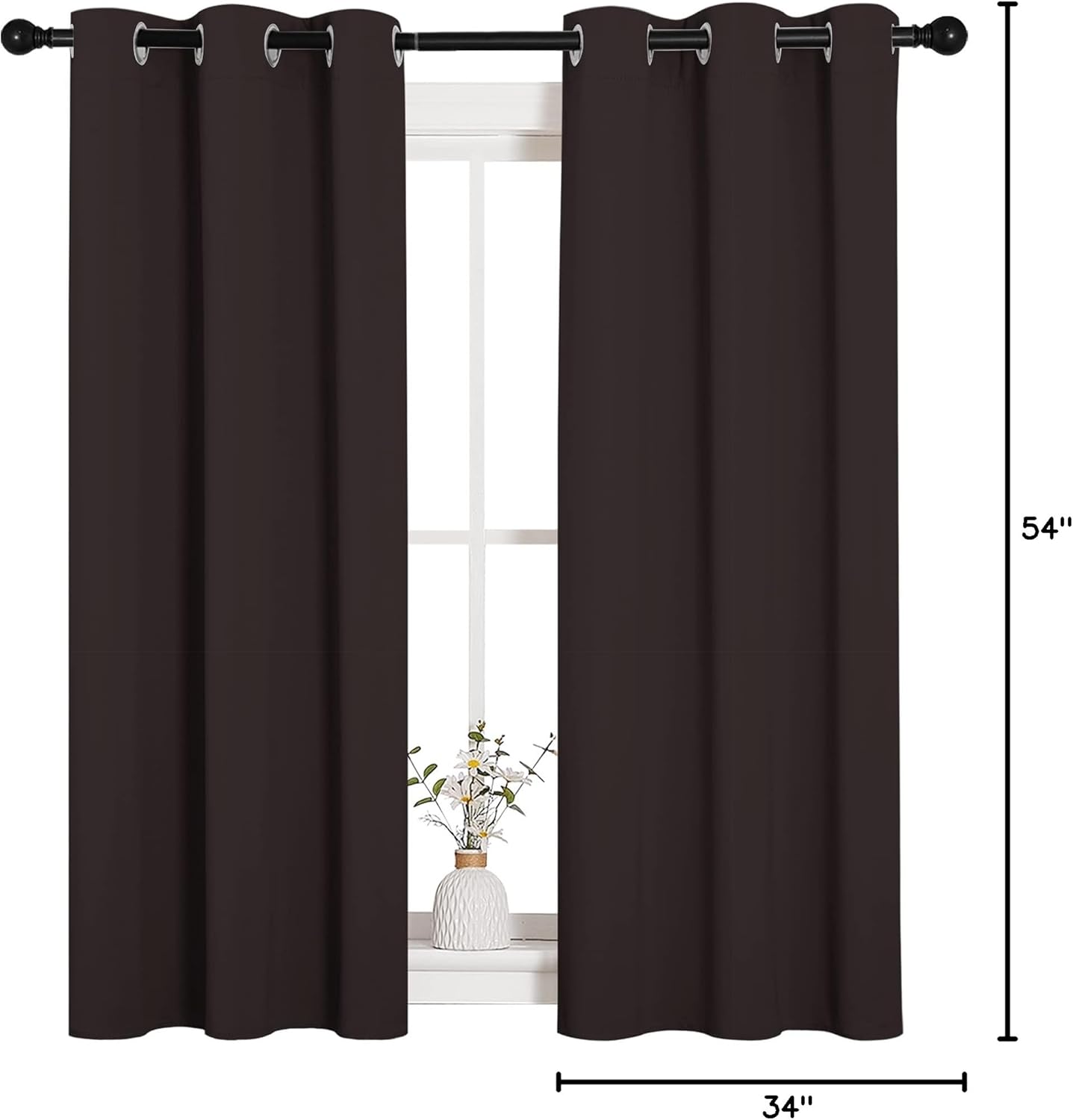 NICETOWN Room Darkening Curtains - Energy Smart Thermal Insulated Grommet Drapes | 34"x54", Toffee Brown