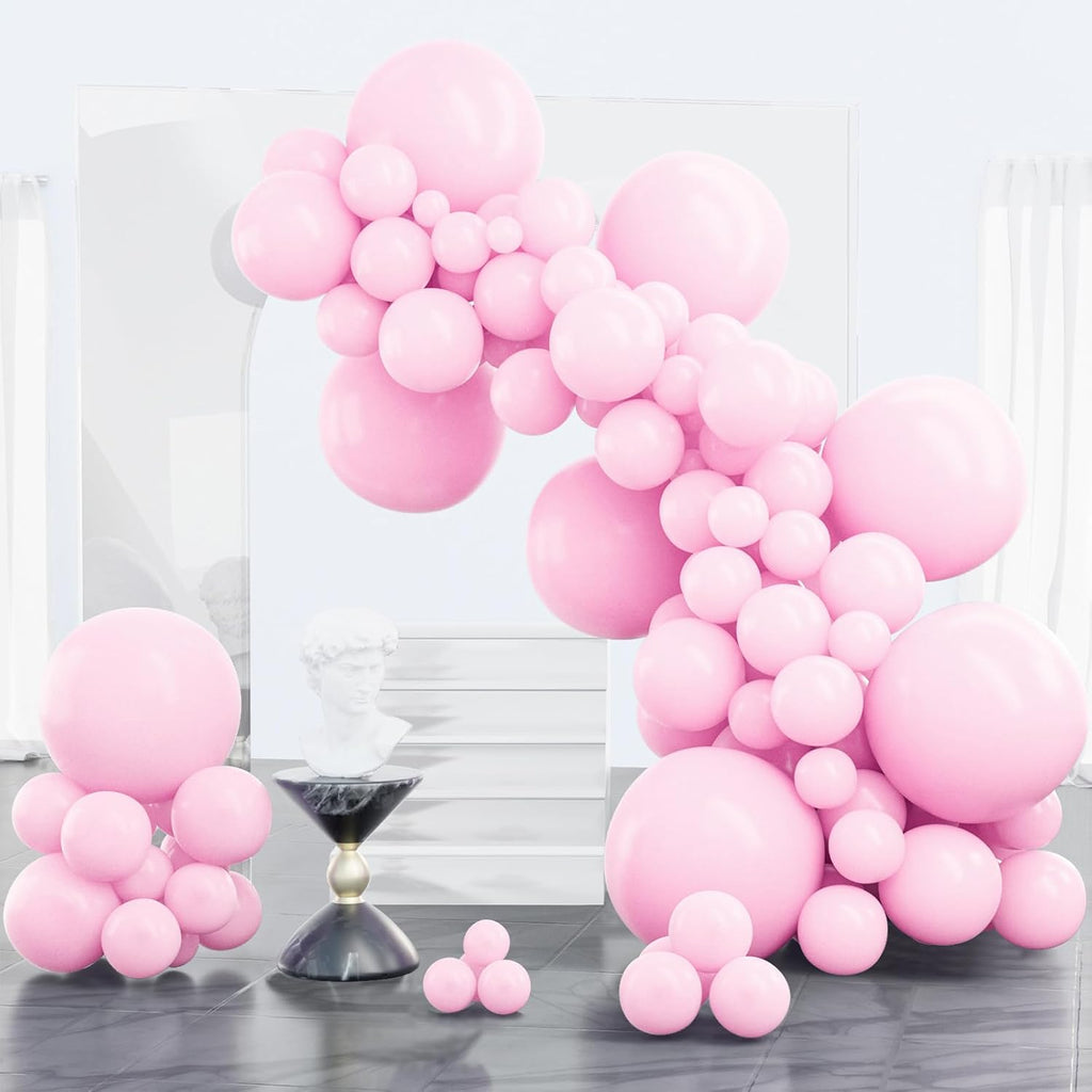 PartyWoo Baby Pink Balloons - 100 Pcs in Various Sizes for Baby Showers & Birthday Parties | Arch Kit & Garland