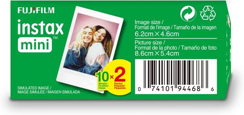 FUJIFILM Instax Mini Instant Film - Twin Pack of 20 Photos | Crisp White Finish