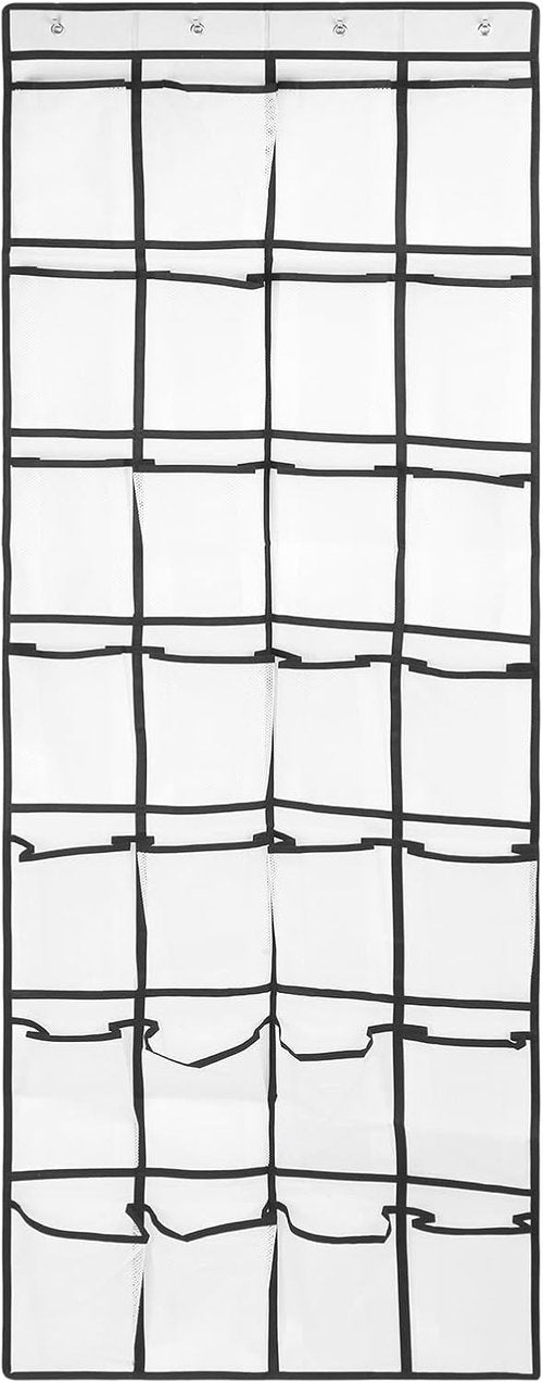 GOMAJI Over The Door Shoe Organizer - 28 Large Pockets for Maximum Storage Capacity | Includes 4 Metal Hooks