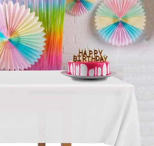 DecorRack Tablecloths - BPA-Free Plastic, 54 x 108 Inch, Disposable & Reusable for Parties | White (2 Pack)