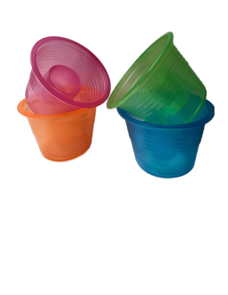 Plastic Power Bomber Shot Cups or Jager Blaster Bomb Glasses (20 Pack, Assorted Neon - Soft Plastic)