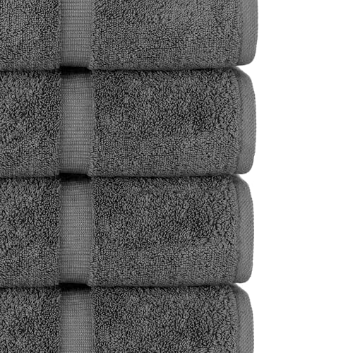 4-Piece Premium Turkish Cotton Bath Towel Set - Soft & Absorbent, Dark Gray