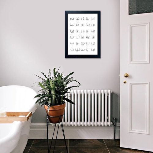 Framed Wall Art | Black and White Canvas Print - Funny Bath Sign for Bathroom Decor