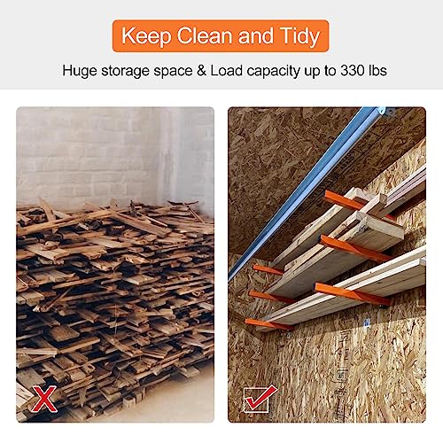 Wall Mount Wood Organizer and Lumber Storage Metal Rack 4 Pack