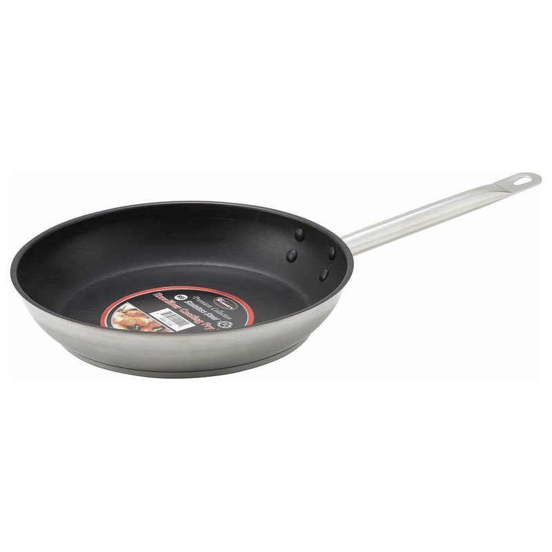 Winco Commercial-Grade Stainless Steel Fry Pan, Non-Stick, 11"